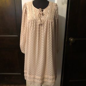 Anthropologie pale pink sequin & ruffle  dress